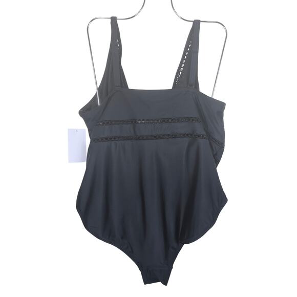 SwimSuits For All Lattice Plunge Black One Piece Swim Suit 26 NWT - Picture 3 of 7